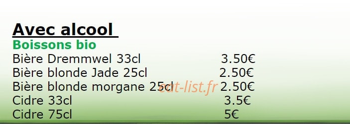 Pizza bio — carte page 2