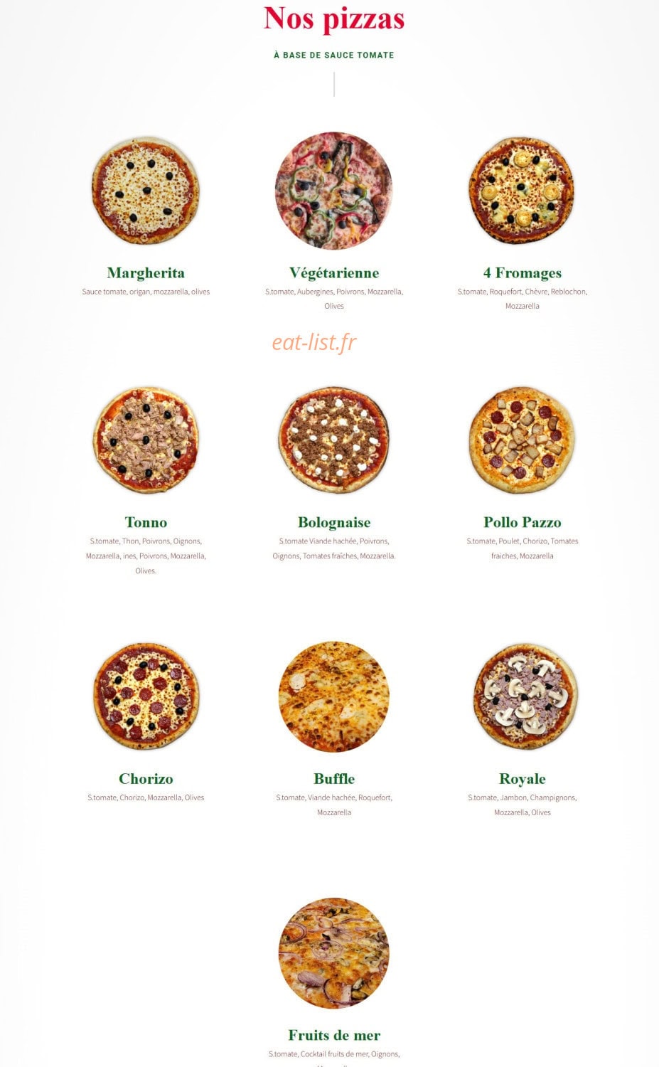 Pizza Dellys — carte page 2