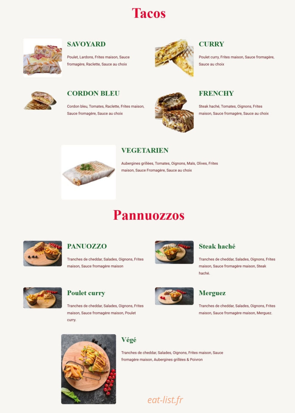 Pizza Dellys — carte page 1