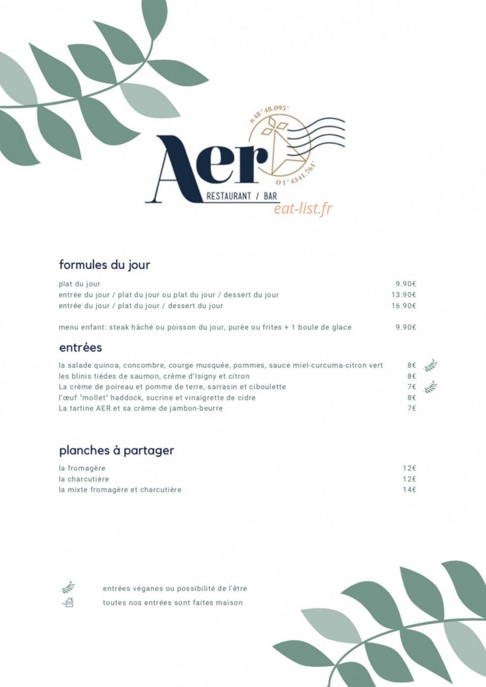 Restaurant l'Aer — carte page 2