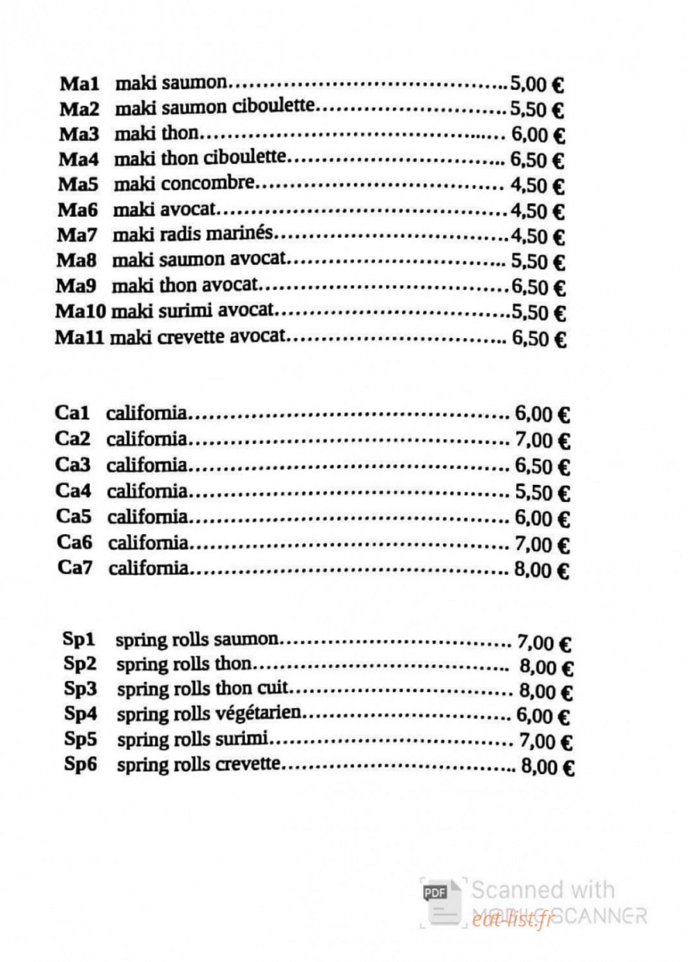 The Sushi Time — carte page 3