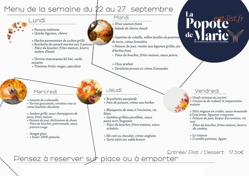 La Popote de Marie — carte page 1