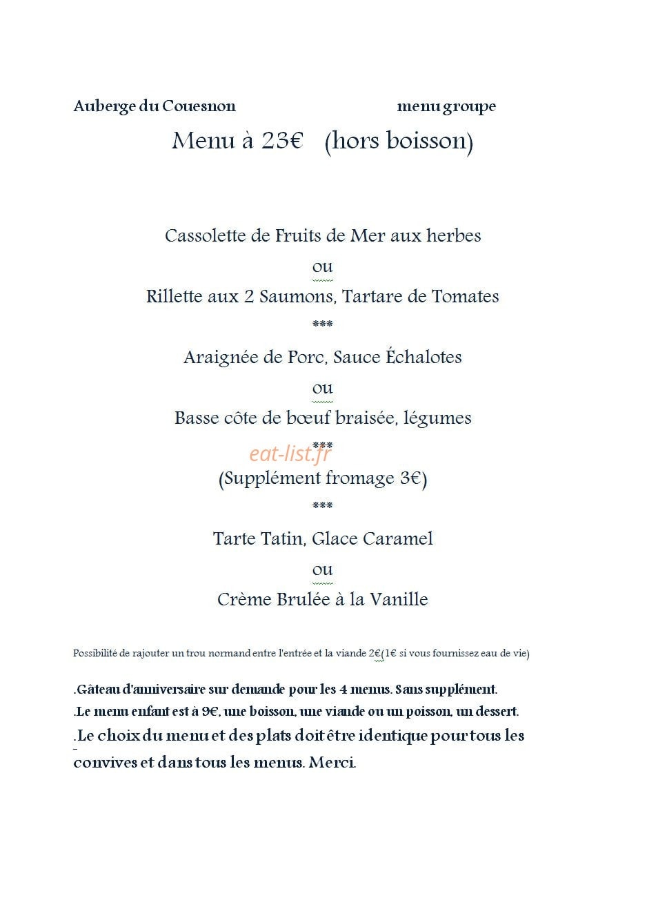 Auberge du Couesnon — carte page 11