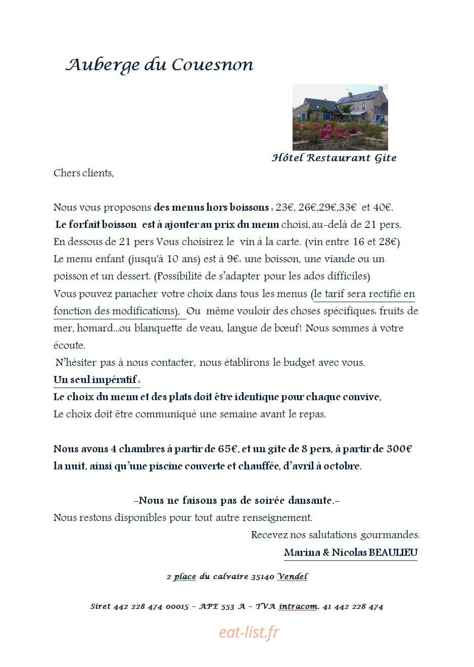 Auberge du Couesnon — carte page 5