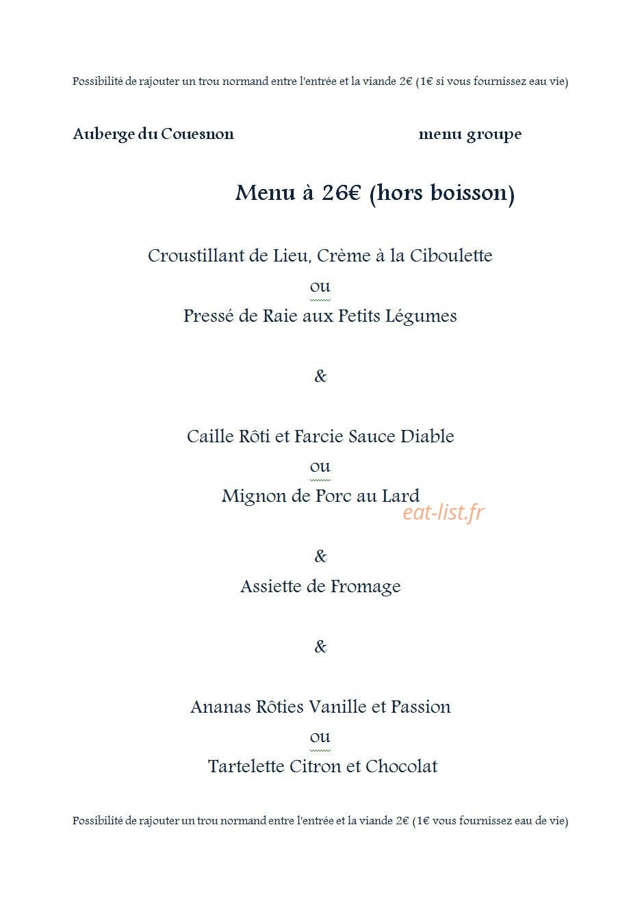 Auberge du Couesnon — carte page 10