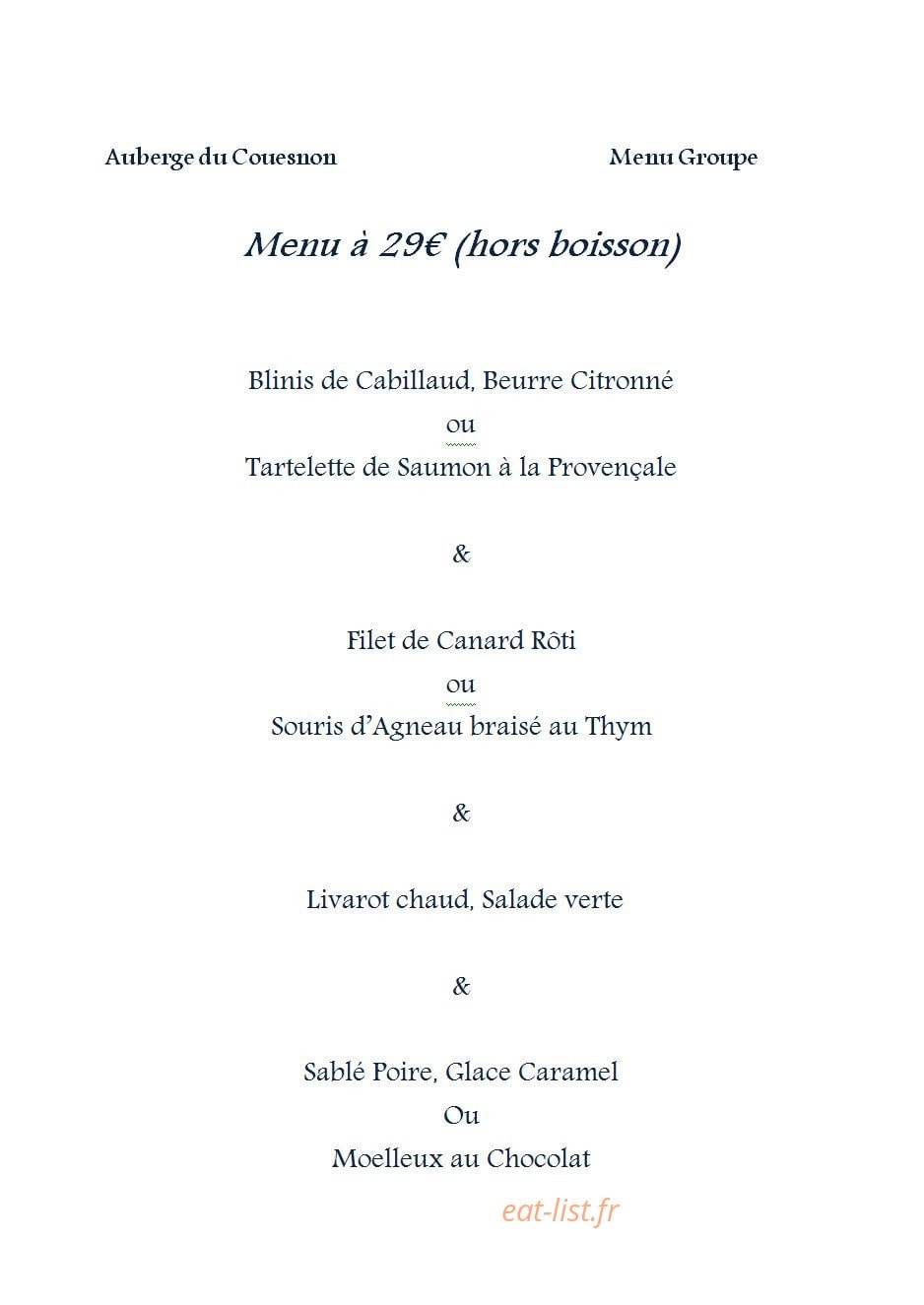 Auberge du Couesnon — carte page 9