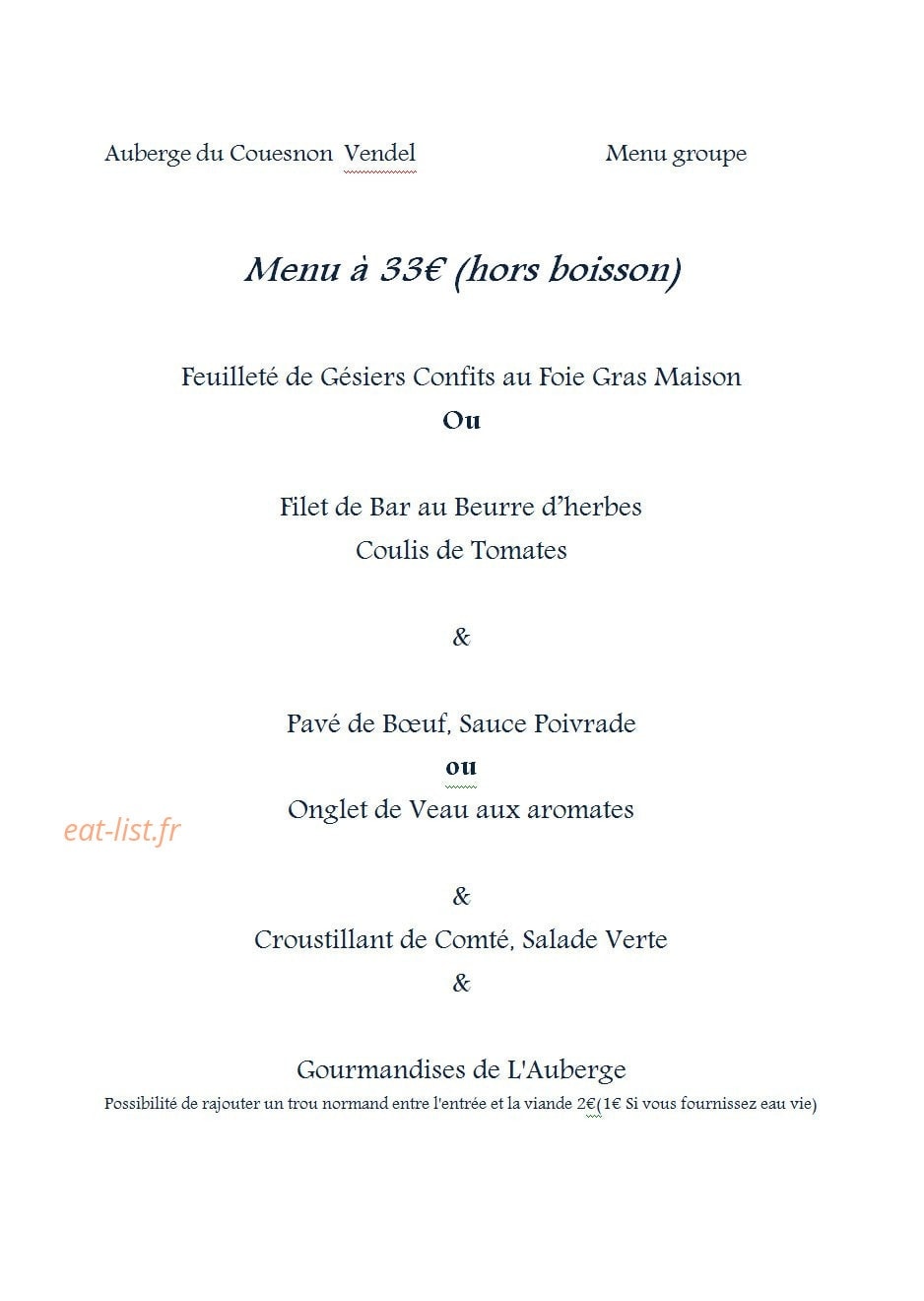 Auberge du Couesnon — carte page 8