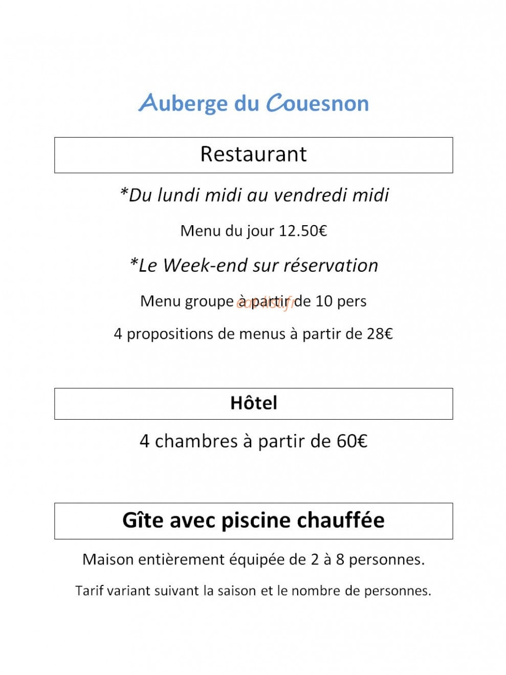 Auberge du Couesnon — carte page 4