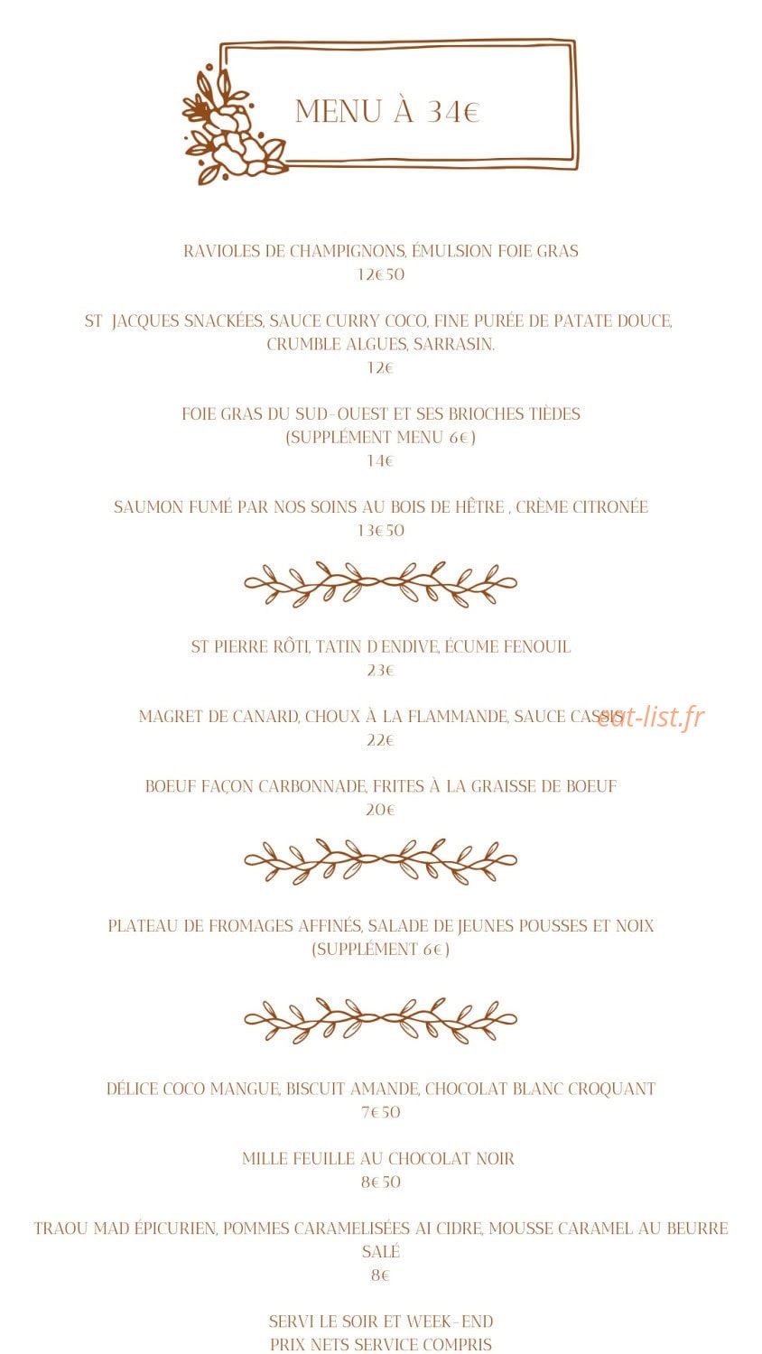 Auberge du Couesnon — carte page 2