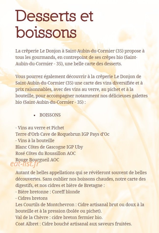 Crêperie le Donjon — carte page 2