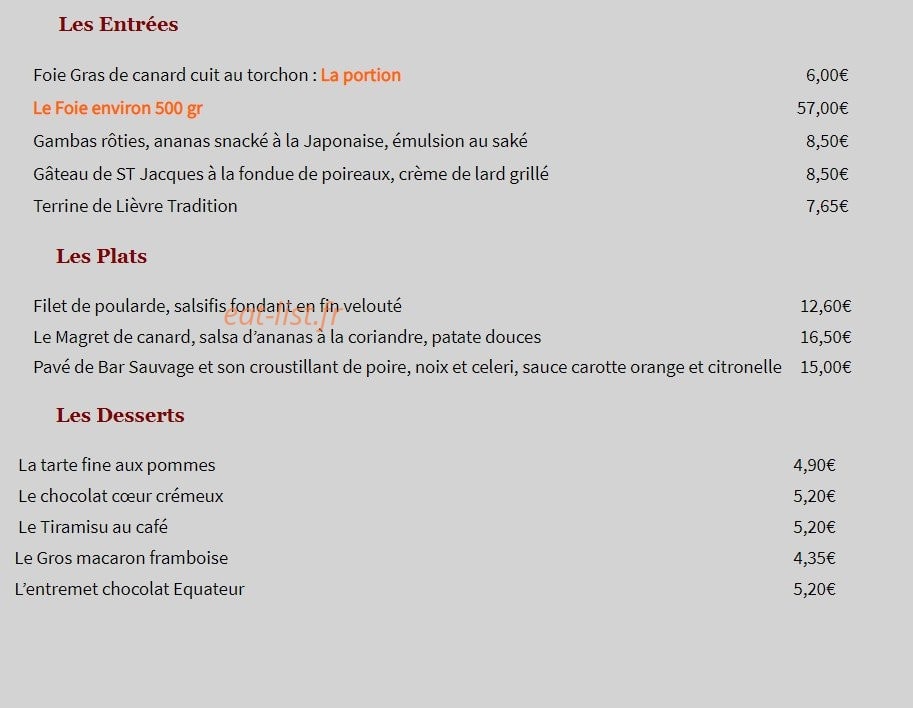 L'Aromate — carte page 1