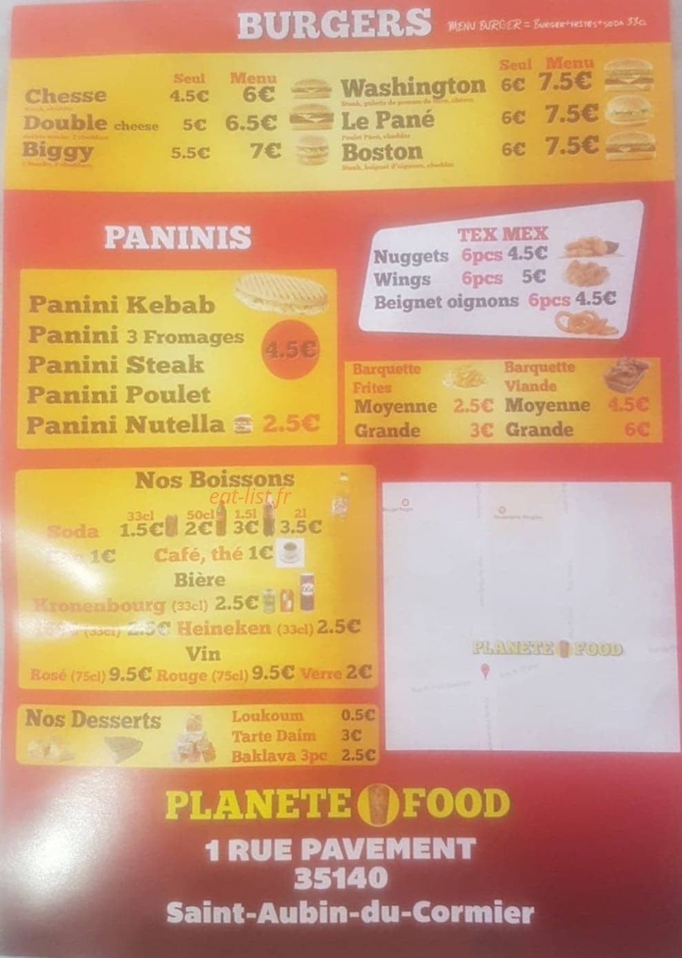 Planete food — carte page 1