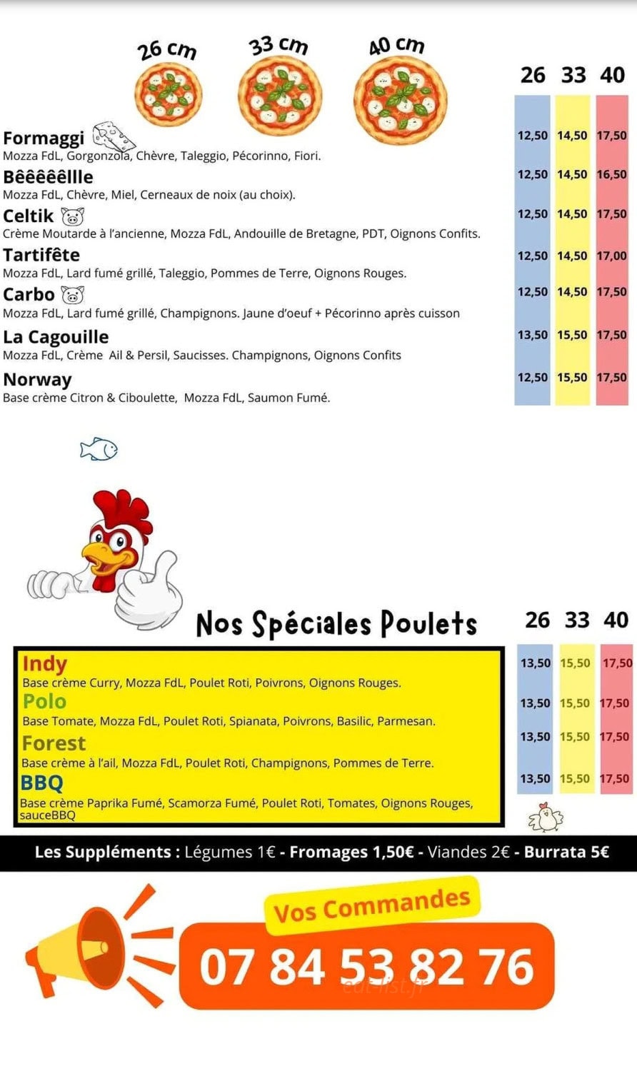 Po'potes & Pizzas — carte page 3