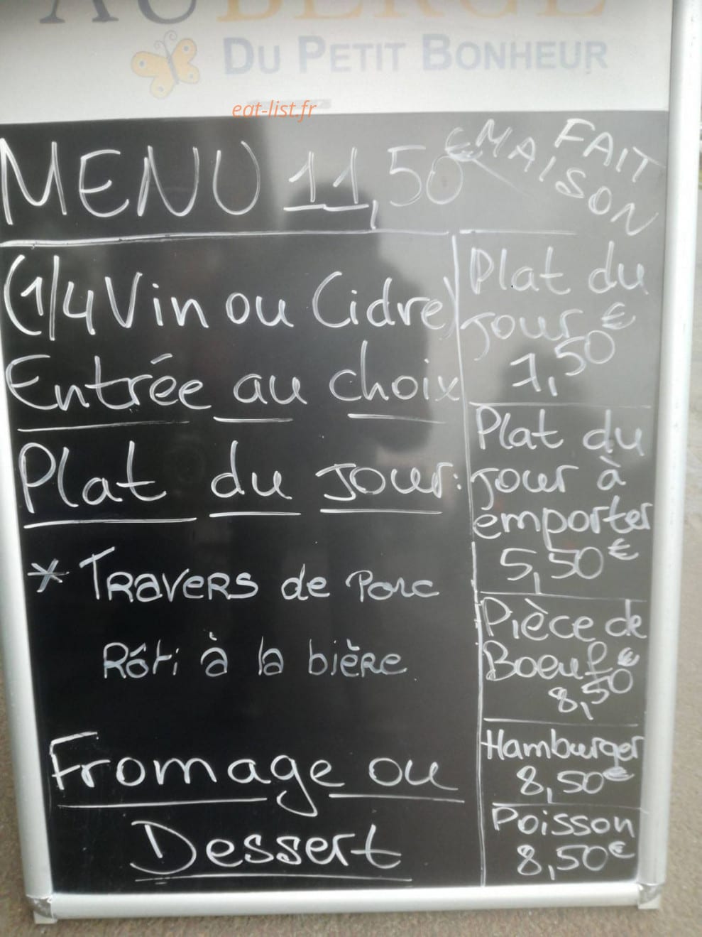 L'Auberge du Petit Bonheur — carte page 1