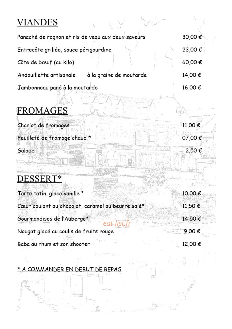 Auberge de Réan — carte page 2
