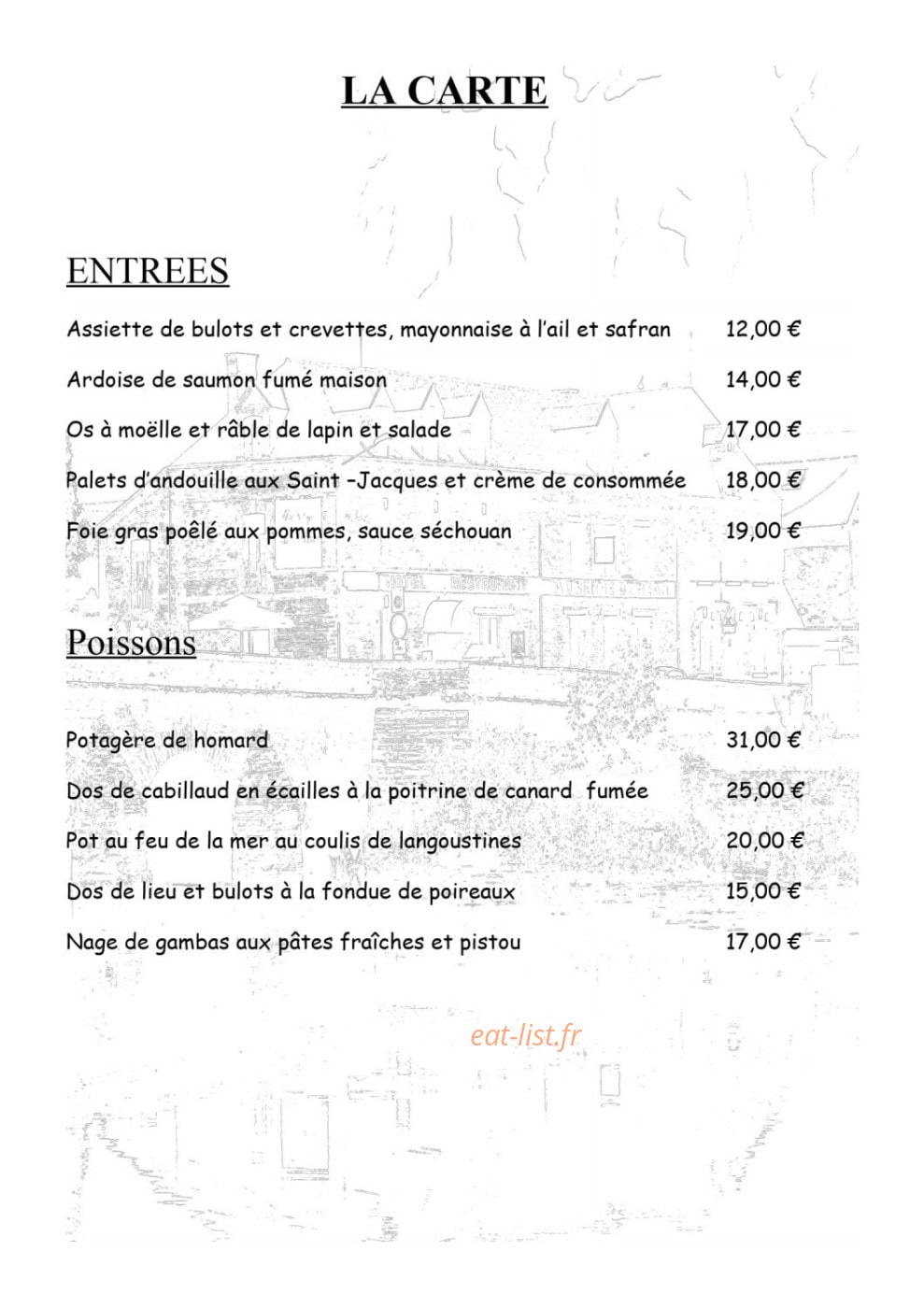 Auberge de Réan — carte page 1