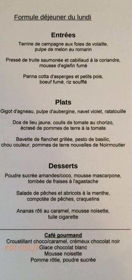 Le Bistronome — carte page 1