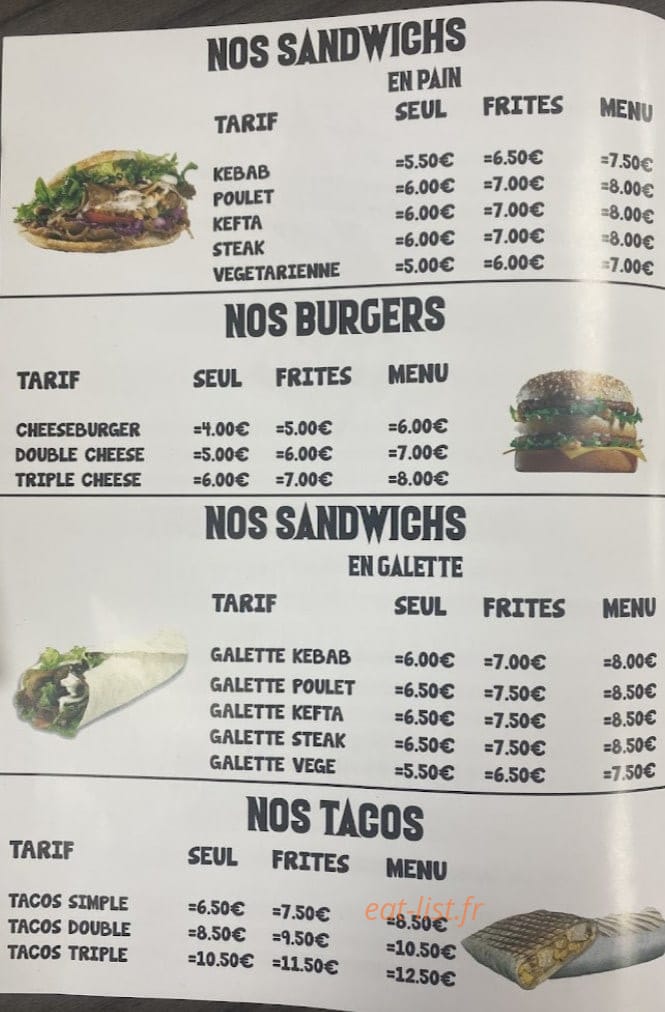 Star food — carte page 1