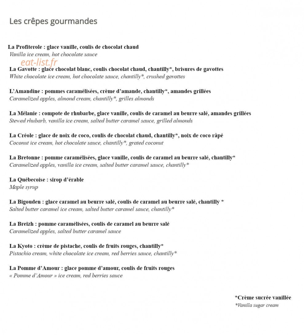 La Crêpe Bouquine — carte page 2