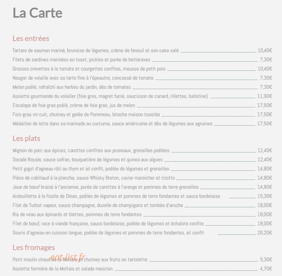 Auberge Lucas — carte page 1