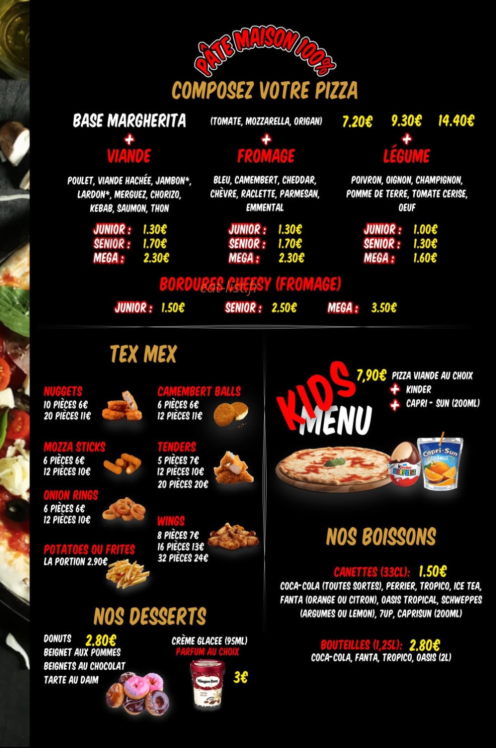 Béna Pizza — carte page 3