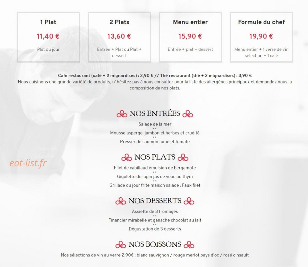 La Cantine de François — carte page 1