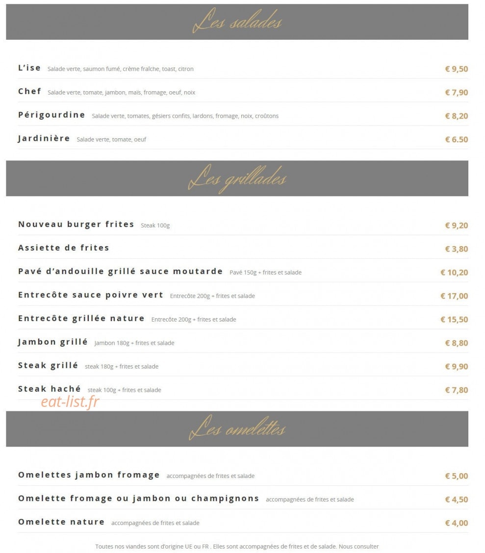 Crêperie de l'Ise — carte page 1