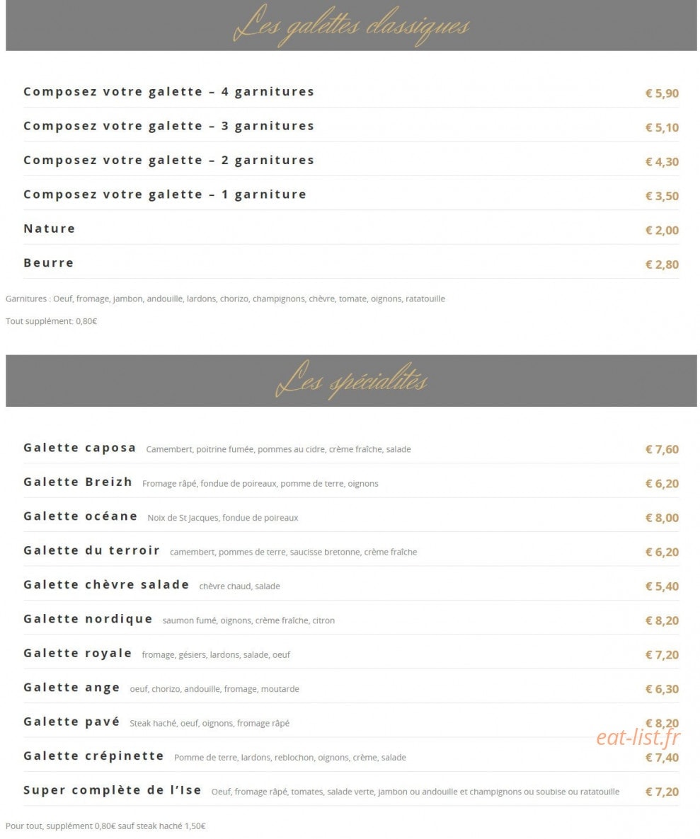 Crêperie de l'Ise — carte page 2