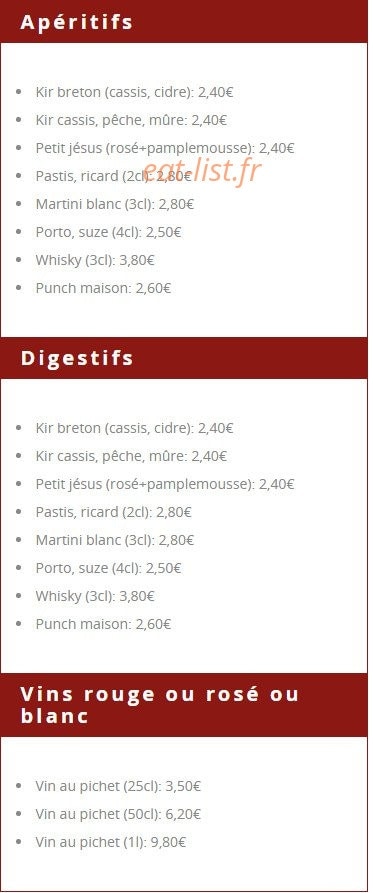 Crêperie de l'Ise — carte page 6