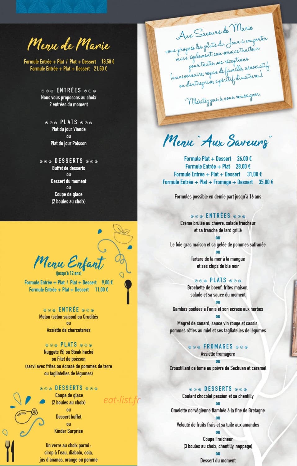 Aux Saveurs de Marie — carte page 2
