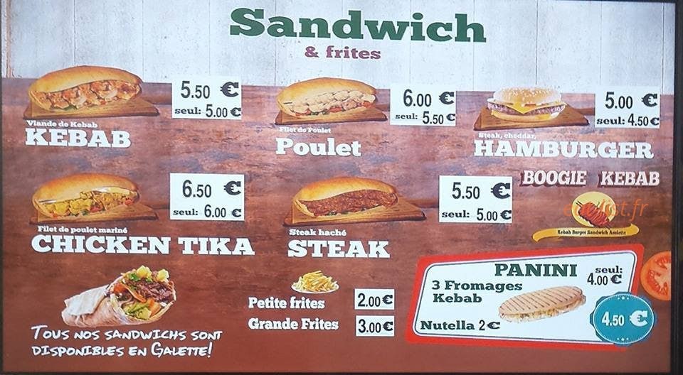 Boogie Kebab — carte page 1