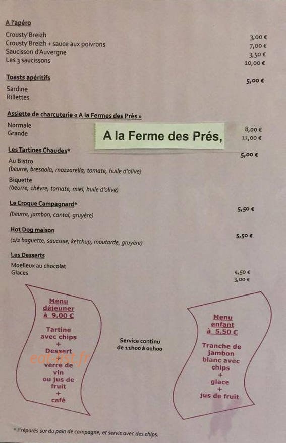 Au Bistro — carte page 2