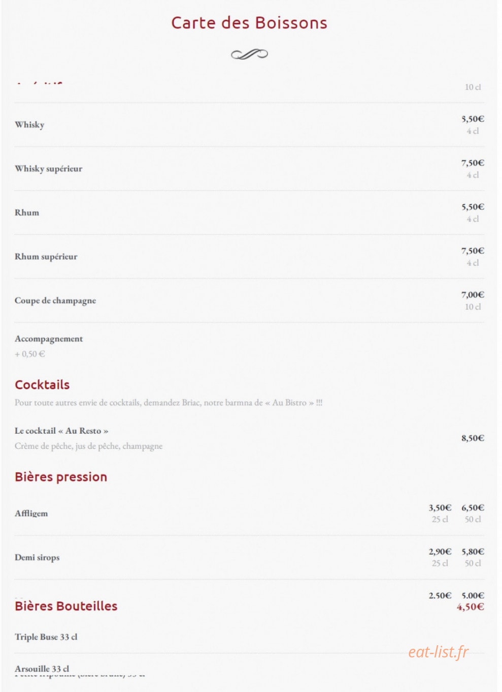 Au Resto — carte page 4
