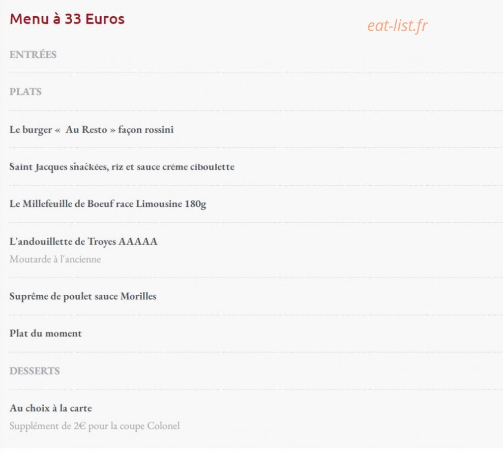 Au Resto — carte page 3