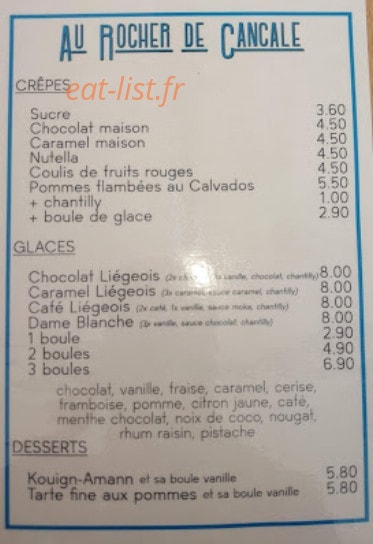Au Rocher de Cancale — carte page 3