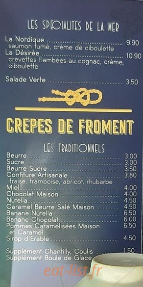 Crêperie Chez Désirée — carte page 2