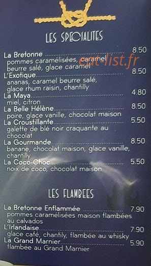 Crêperie Chez Désirée — carte page 3