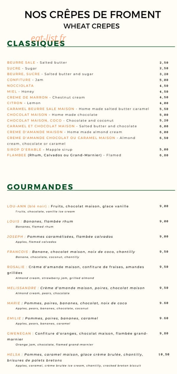 Crèperie L'hirondelle — carte page 2
