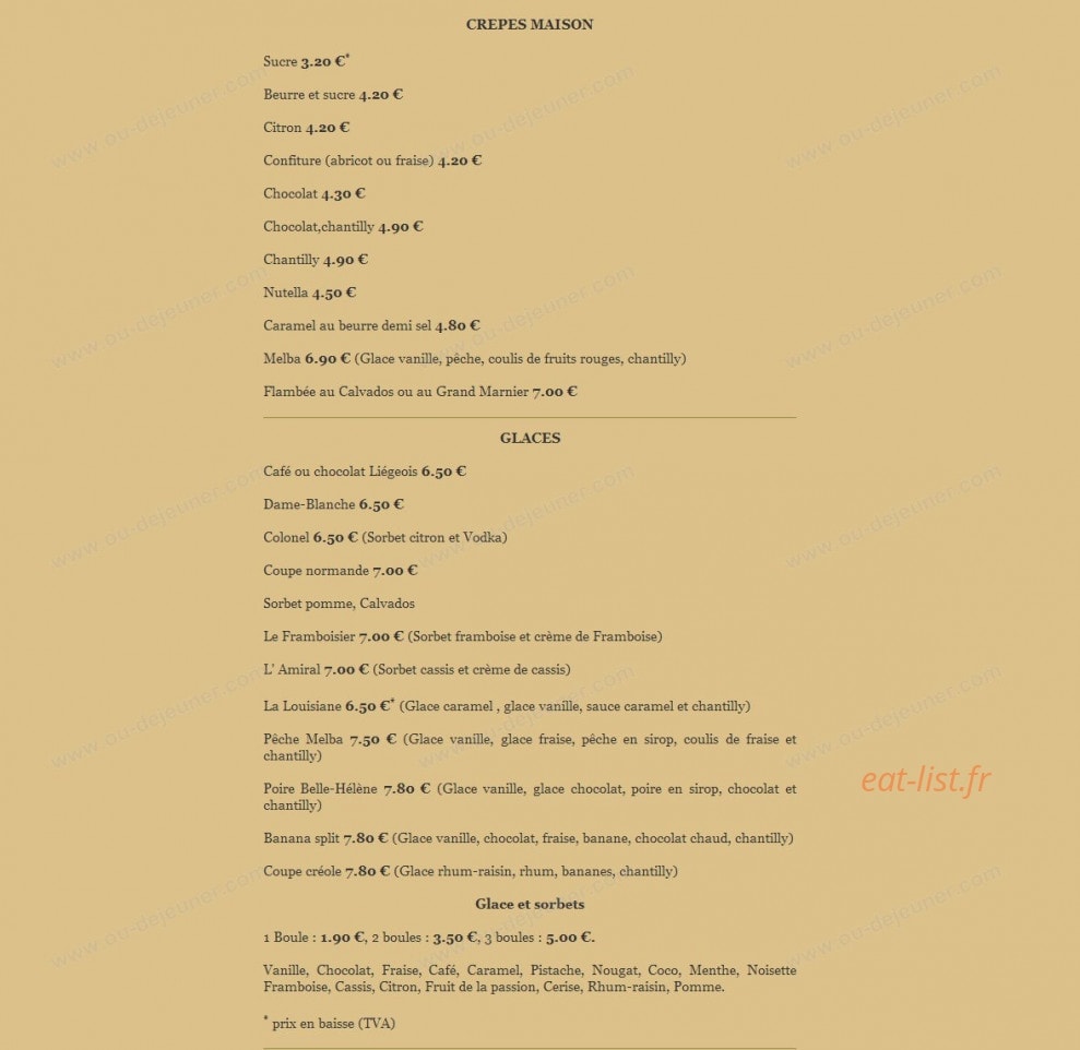Hotel Restaurant de la plage — carte page 5