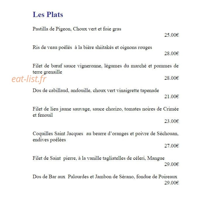 Restaurant Côté Mer — carte page 2
