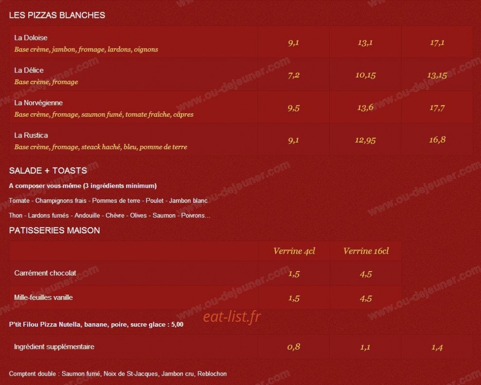 L' ame de la pizza — carte page 3