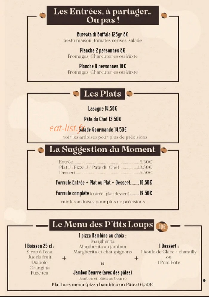 Les Petits Pâtons — carte page 1
