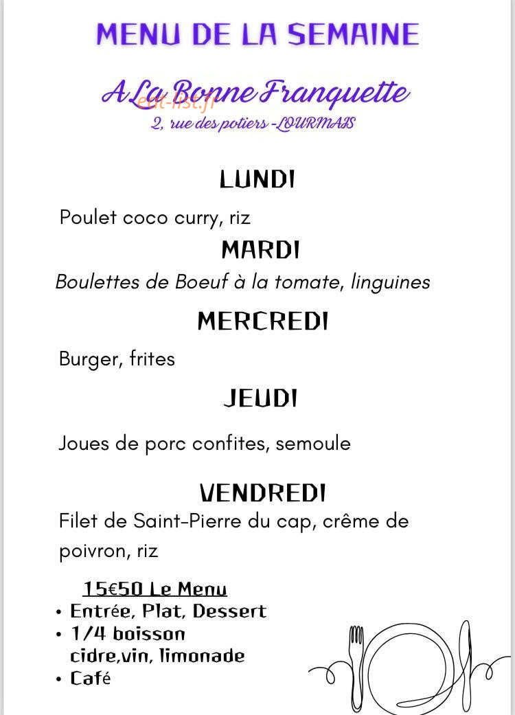 A La Bonne Franquette — carte page 1