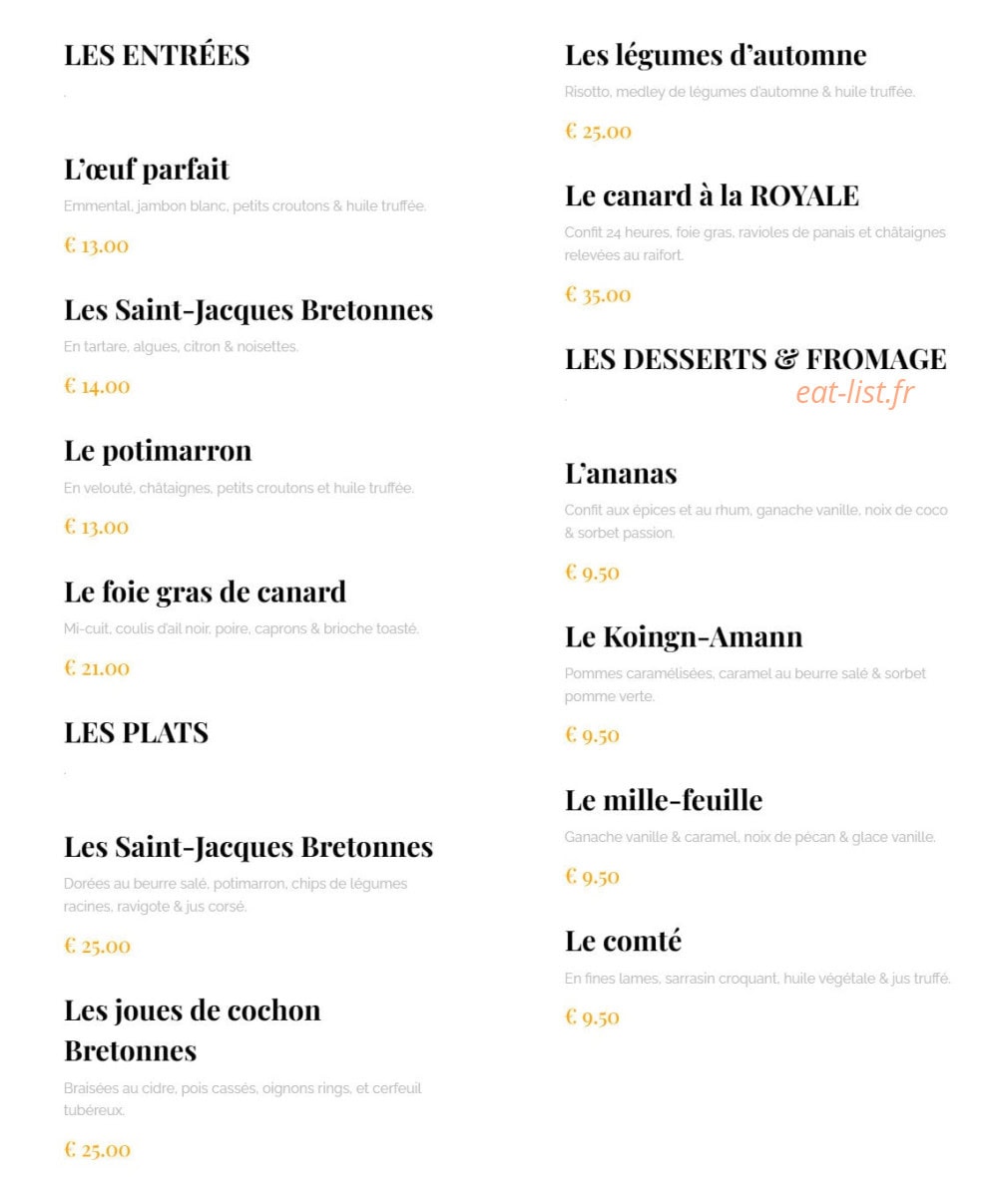 Le Relais de la Rance — carte page 1