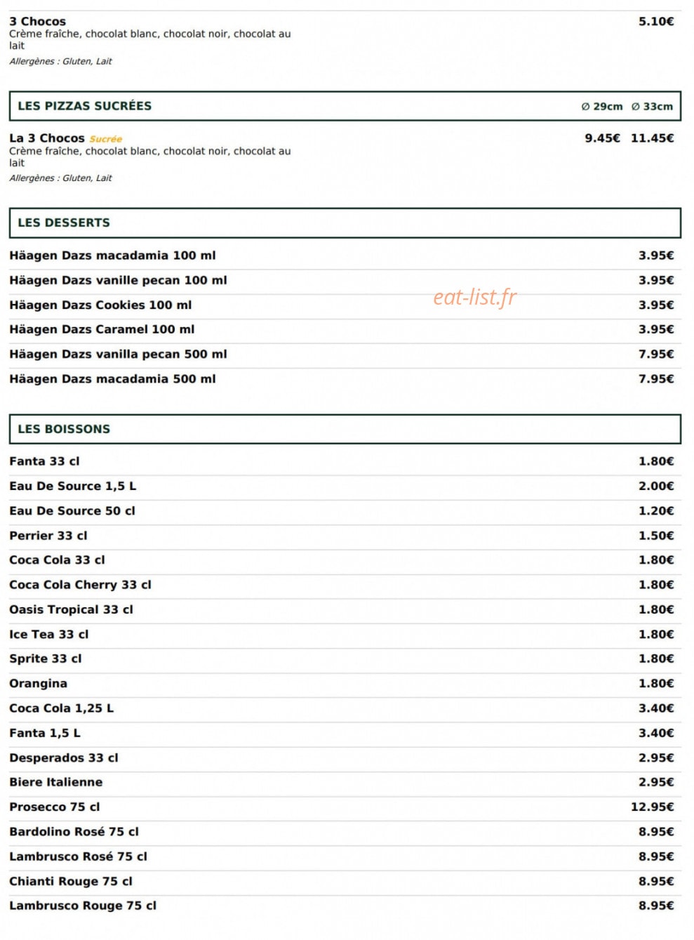 Le Kiosque à Pizzas — carte page 5