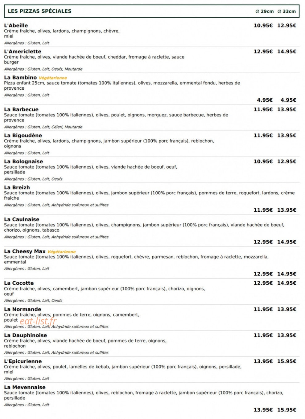 Le Kiosque à Pizzas — carte page 3