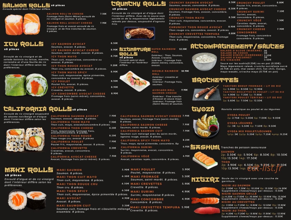 Get Sushi — carte page 1
