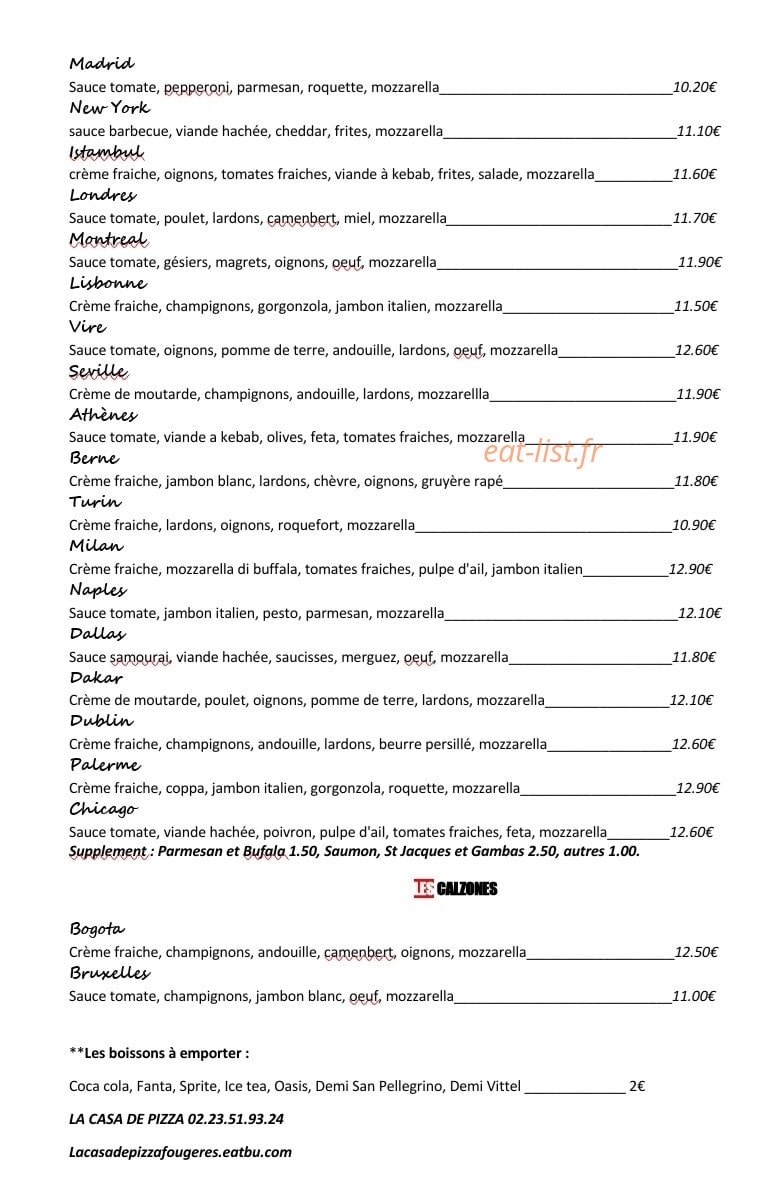 La casa de pizza — carte page 8