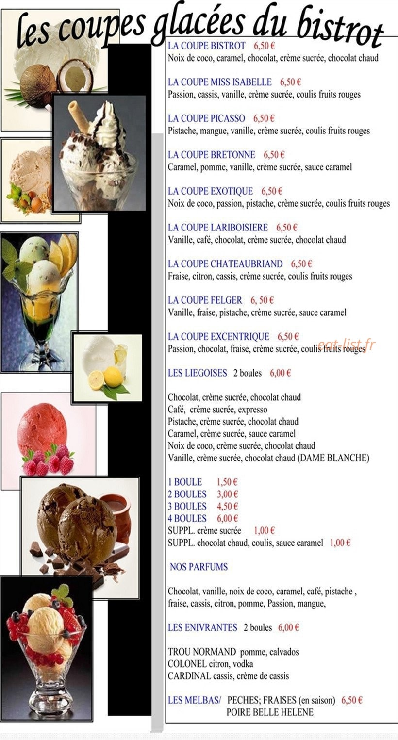 Le bistrot — carte page 1