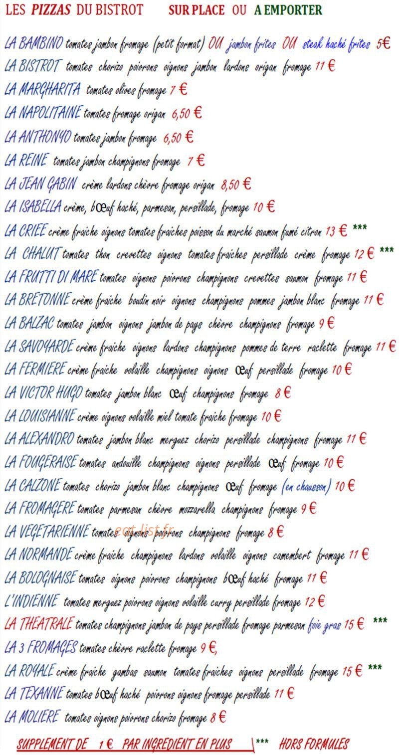 Le bistrot — carte page 3